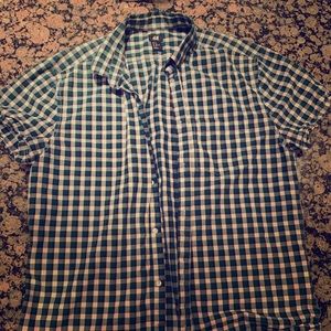 H&M green checkered button down